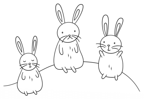 Kawaii Bunnies Coloring Page